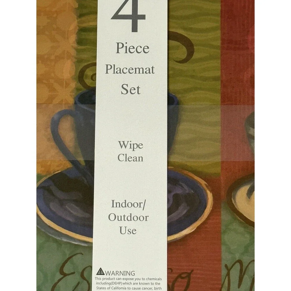Popular Home Coffee Placemats Set of 4 Foam Back Vinyl Espresso Cappuccino Latte